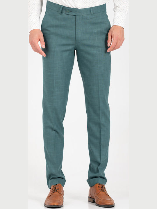 Summer Men's Suit with Slim Fit Petrol Blue