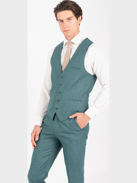 Summer Men's Suit with Slim Fit Petrol Blue