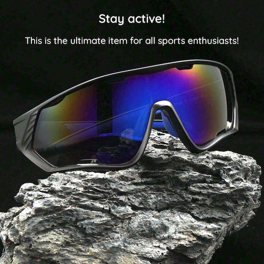Techsuit Cycling Glasses 9330 with Black Frame & Multicolour Lenses
