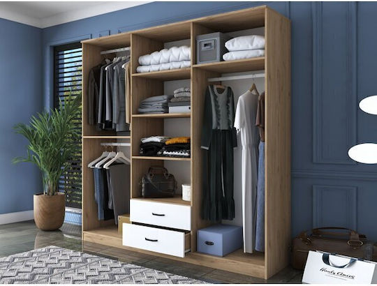 Camlare 102 Εξάφυλλη Ντουλάπα με Καθρέπτη 210x52x210cm Καρυδί, Άσπρο Camlare 102 Εξάφυλλη Ντουλάπα με Καθρέπτη 210x52x210cm Καρυδί, Άσπρο