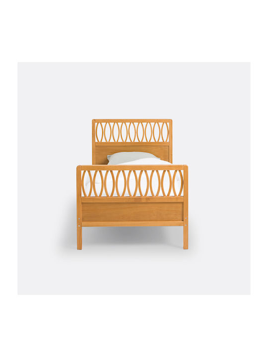 Bett Einzelbett aus Massivholz Braun mit Latten für Matratze 100x200cm