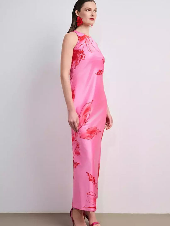 Summer Maxi Dress for Wedding / Christening Satin Pink