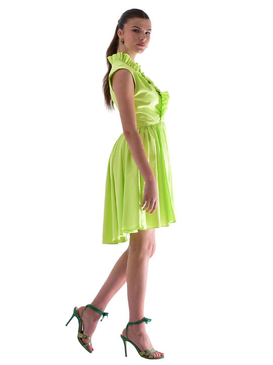 Καλοκαιρινό Mini Φόρεμα για Γάμο / Βάπτιση Lime