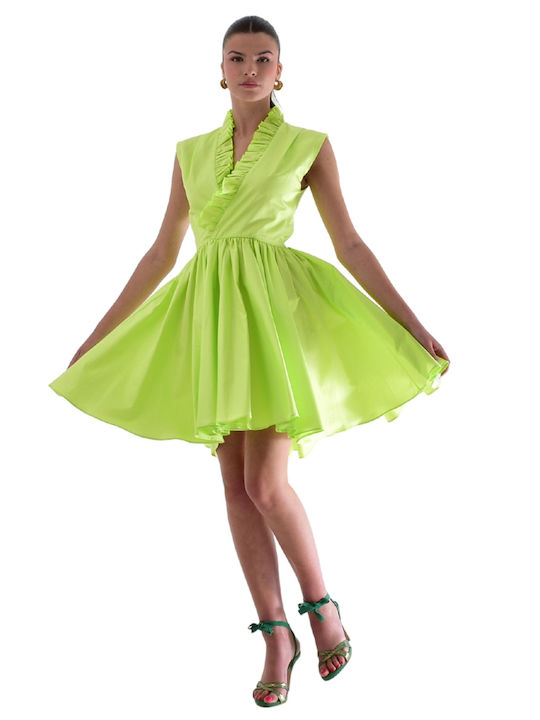 Καλοκαιρινό Mini Φόρεμα για Γάμο / Βάπτιση Lime