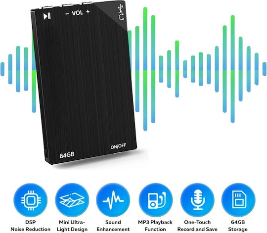 Înregistrator De Voce Cu Memorie Internă 64GB