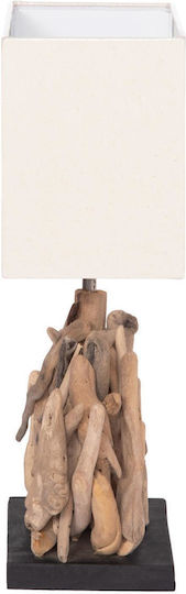 HomeMarkt Twiggy Wood Table Lamp for Socket E27 with White Shade and Brown Base