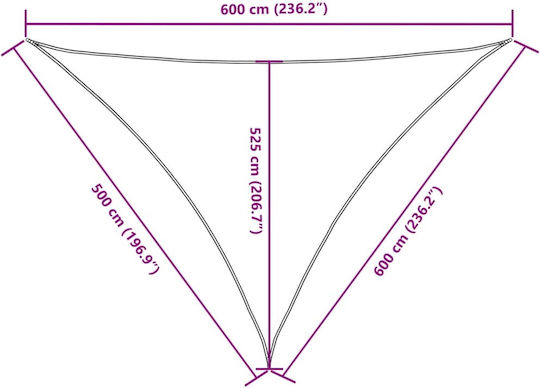 vidaXL Triangle Shade Sail Green With Hoop & with PU Coating 5x6x6m made of Oxford fabric