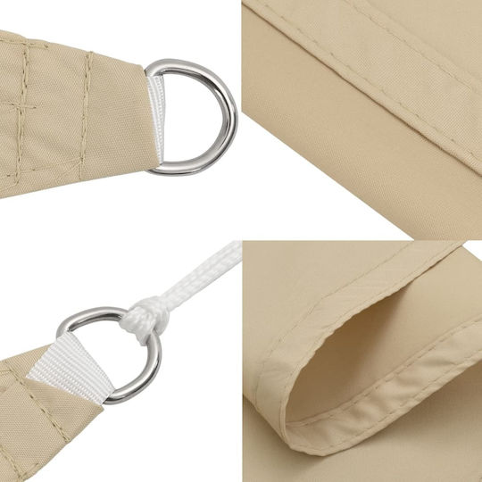 vidaXL Triangle Shade Sail Beige With Hoop & with PU Coating 5x7x7m made of Oxford fabric