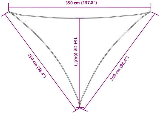 vidaXL Triangle Shade Sail Brown With Hoop & with PU Coating 2.5x2.5x3.5m made of Oxford fabric