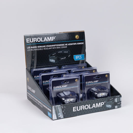 Eurolamp Rechargeable Headlamp LED IP44 with Maximum Brightness 220lm 8pcs Black