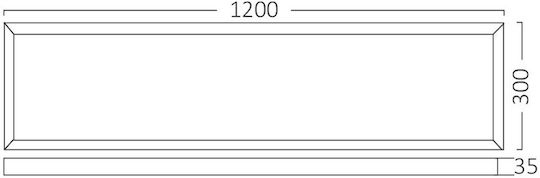 Braytron Rectangular Outdoor LED Panel 50W with Warm to Cool White Light 120x30cm
