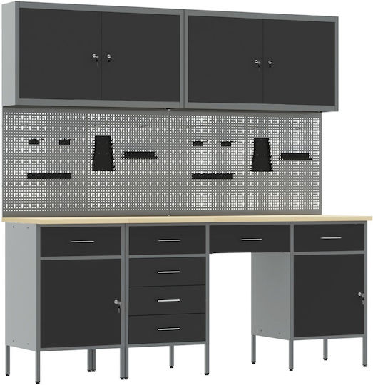 Set Dulap Unelte 10 Piese Vidaxl Negru Oțel Negru