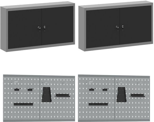 Set Dulap Unelte 10 Piese Vidaxl Negru Oțel Negru