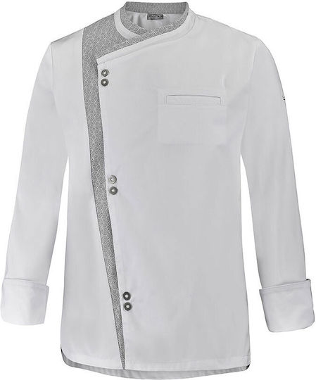 Lafont Mantel Koch 100% Baumwolle Herren Weiß mit Langärmelig Garlic