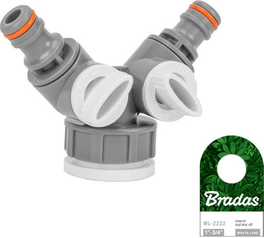 Bradas WL-2222 Διανομέας Ποτίσματος 1" - 3/4" με Διακόπτη και Θηλυκό Σπείρωμα Λευκό