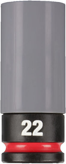 Cheie tubulară hexagonală de impact Milwaukee 1/2" aliaj mărime 22 mm lungime 80 mm pereți subțiri