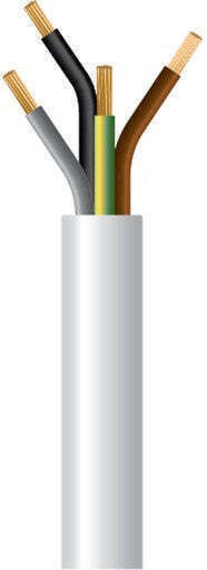 Eurolamp Καλώδιο Ρεύματος τύπου NYL με Διατομή 4x0.5mm² σε Λευκό Χρώμα 1m Εύκαμπτο