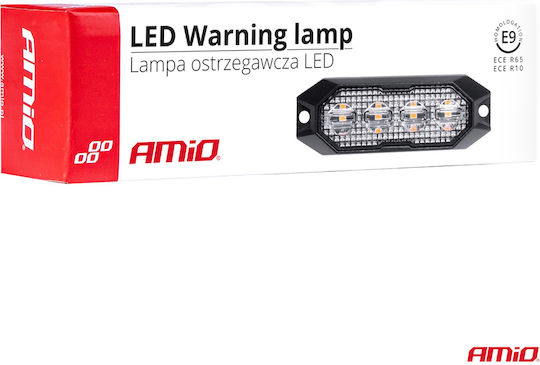 AMiO Μπάρα Σήμανσης Αυτοκινήτου LED 12 / 24V Αδιάβροχη 9.5cm με Πορτοκαλί Φωτισμό