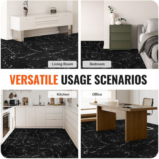 Vevor Set Plastic Floor with 50 Tiles 1.5mm L30.48cmxW30.48cm Black