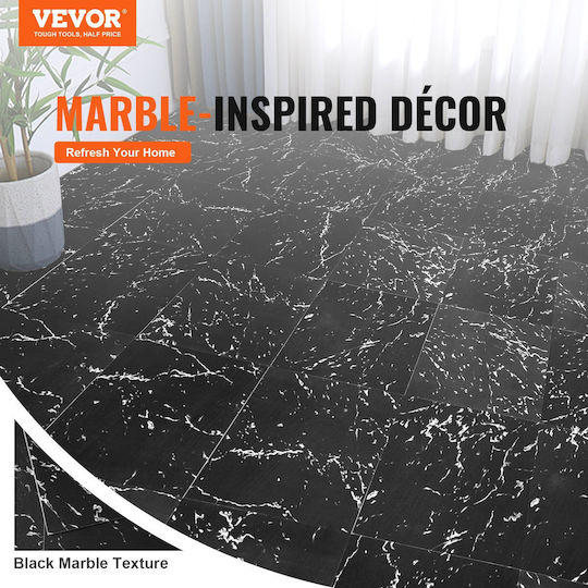 Vevor Set Plastic Floor with 50 Tiles 1.5mm L30.48cmxW30.48cm Black