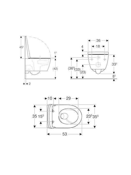 Geberit Wall-Mounted Toilet with Cover Soft Close White Geberit Wall-Mounted Toilet with Cover Soft Close White