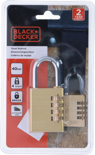 Black & Decker Bronze Padlock Brass Combination 40mm Black 1pcs