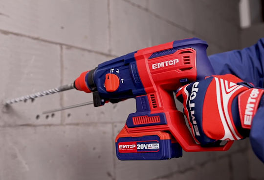 Emtop Impact Demolition Hammer Battery 20V Solo with Chuck SDS Plus ELRH20228