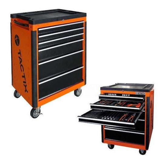Tactix Wheeled Metallic Tool Carrier with 6 Drawers W66xD48xH93cm