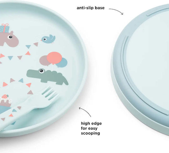 Done by Deer Feeding Set made of Silicone Blue 3pcs for 6+ months