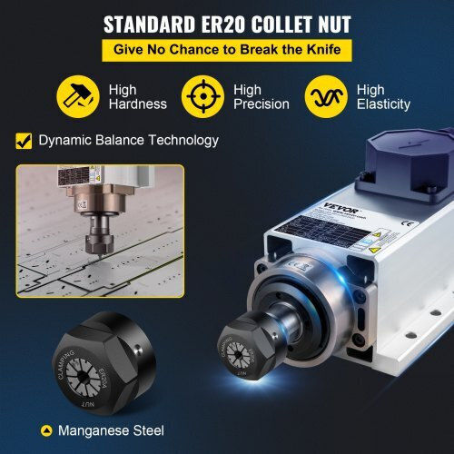 Vevor Air-Cooled Motor 2.2kw CNC 220v Er20 24000 RPM Engraving Milling Fldj2.2kwer200001v7