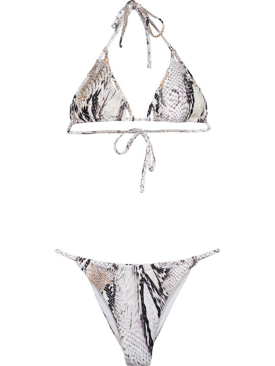 Set Bikini Brazil Animal Print Λευκό