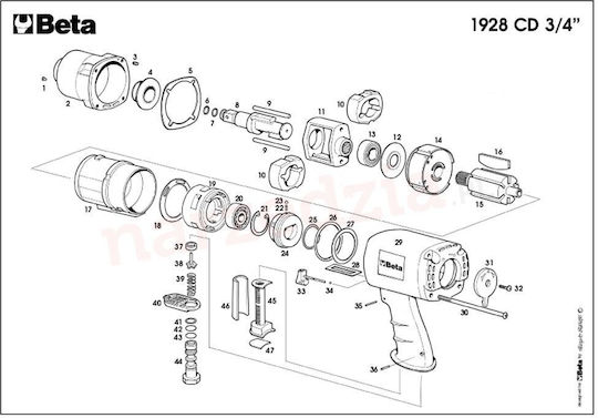 Beta 1928CD Αερόκλειδο 3/4" με Μέγιστη Ροπή 183.55kgm