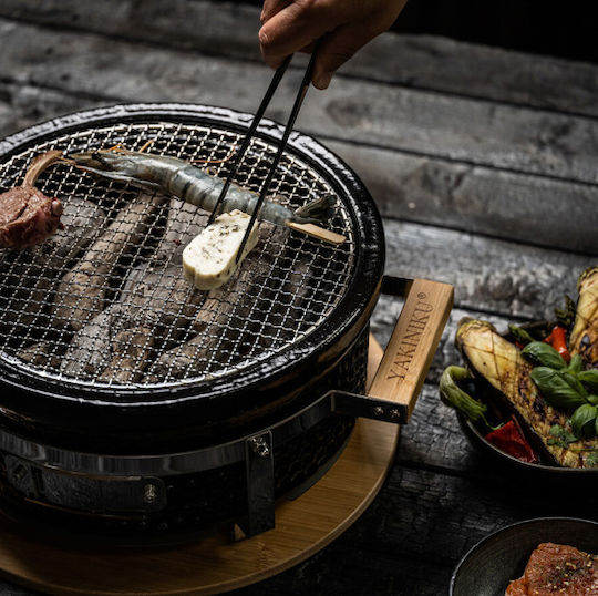 Yakiniku Κεραμική Ψησταριά Κάρβουνου 34.5x34.5εκ. Ιαπωνική Επιτραπέζια Στρογγυλή Ψησταριά Shichirin | Teppanyaki & Hibachi Grill