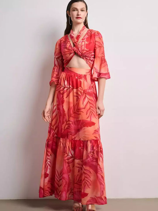 Ψηλόμεση Maxi Φούστα Floral Τροπικό
