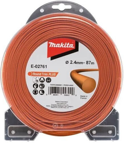 Makita E-02761 Round Brush Cutter Trimmer Line Length 87m and Thickness 2.4mm