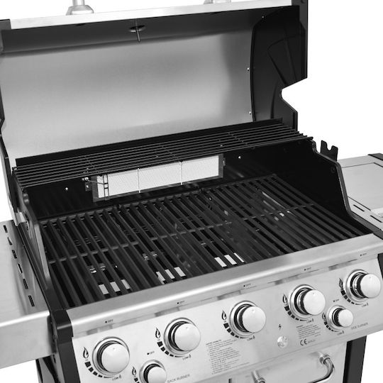 Unimac Premium Gasgrill Gusseisen Rost 80cmx46cmcm mit 5 cm 17.5kW und Seitenbrenner Infrarot