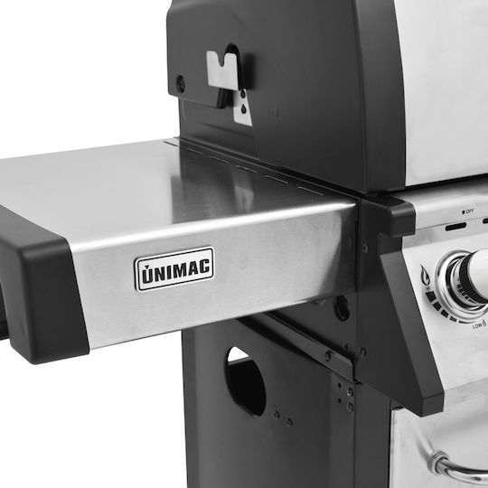Unimac Premium Gasgrill Gusseisen Rost 80cmx46cmcm mit 5 cm 17.5kW und Seitenbrenner Infrarot