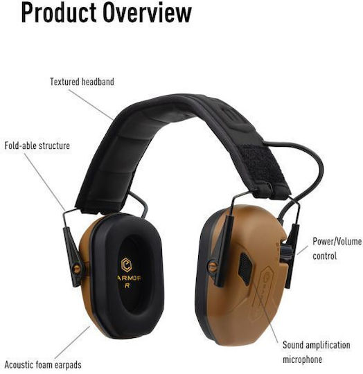 Opsmen M300A-BK Electronic Earmuffs with Band