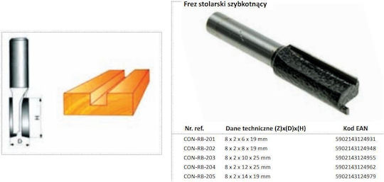 Condor Cutter Bit for Straight Cutting in Wood 14mm x 8mm