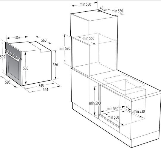 Gorenje Φούρνος άνω Πάγκου 77lt με Κεραμικές Εστίες Π59.5εκ. Inox