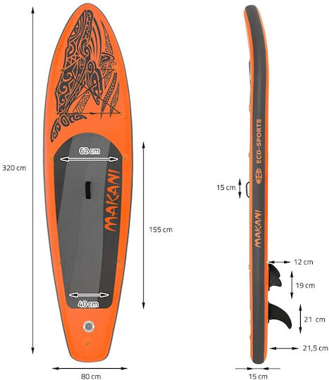 EDC Makani Inflatable SUP Board with Length 3.2m Orange