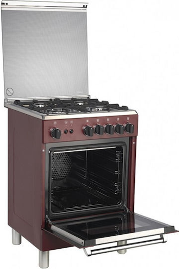 La Germania Aragaz cu Gaz Natural 65lt cu Plite pe Gaz Natural L60cm. Red