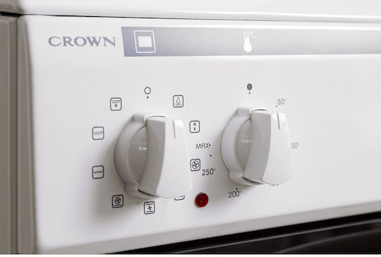Crown Aragaz 50lt cu Plite Ceramice L50cm. White