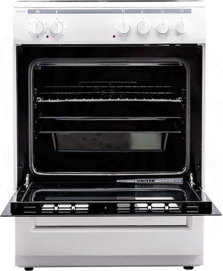 United Cooker 69lt with Enamel Hobs W60cm. White