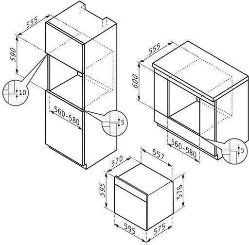 Pyramis PO78123010BLΜ Einbauofen 78Es B59.5cm.