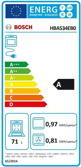 Bosch Φούρνος άνω Πάγκου 71lt Π59.4εκ. Μαύρος