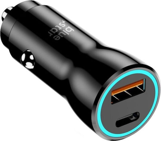 Blue Star 25W PD QC 3.0 Car Charger 25W 3A Fast Charging With One Port 1xUSB Blue Color