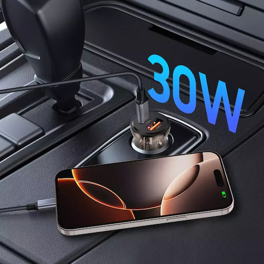 Tech-Protect Cc01 Car Charger 30W Fast Charging with Ports 1xUSB 1xType-C Black Colour