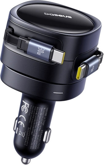 Baseus Car Charger 60W Fast Charging With Type-C Cable Black Colour