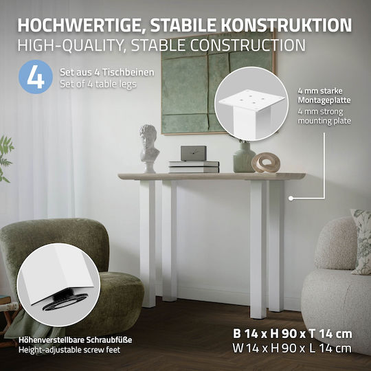 ML-Design ML-Design Metal Furniture Leg Suitable for Table / Coffee Table 8x8cm White